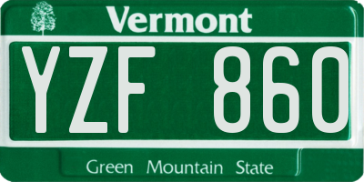 VT license plate YZF860