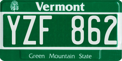 VT license plate YZF862