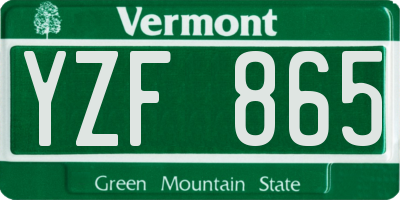 VT license plate YZF865