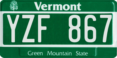 VT license plate YZF867