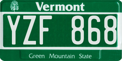 VT license plate YZF868