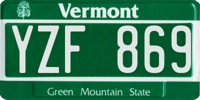 VT license plate YZF869