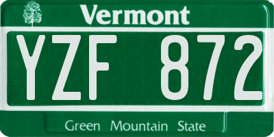 VT license plate YZF872