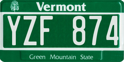 VT license plate YZF874