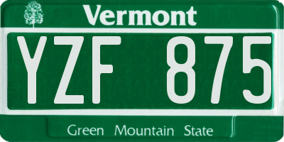 VT license plate YZF875