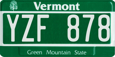 VT license plate YZF878