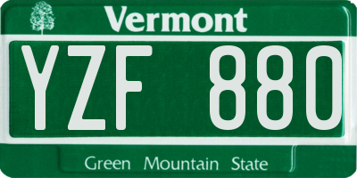 VT license plate YZF880