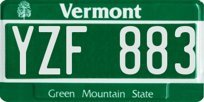 VT license plate YZF883