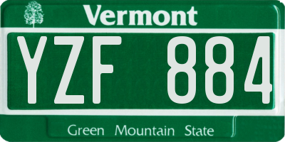VT license plate YZF884
