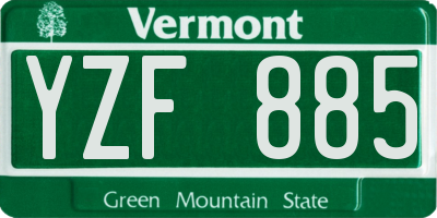 VT license plate YZF885