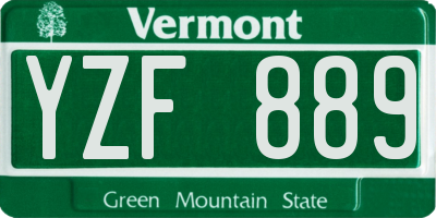 VT license plate YZF889