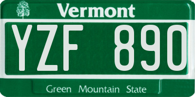 VT license plate YZF890