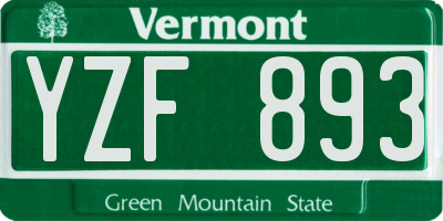VT license plate YZF893