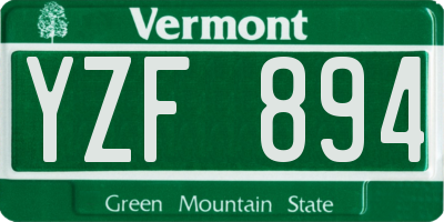VT license plate YZF894
