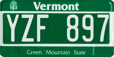 VT license plate YZF897