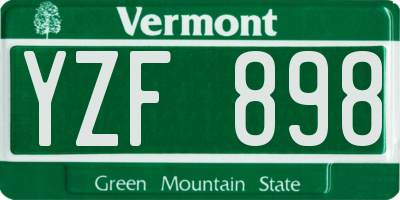 VT license plate YZF898