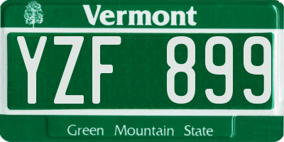 VT license plate YZF899