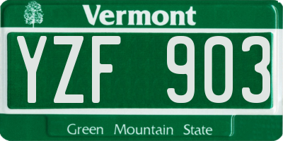 VT license plate YZF903