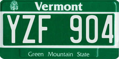 VT license plate YZF904