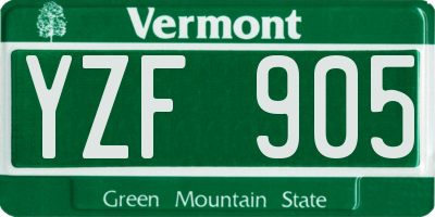 VT license plate YZF905