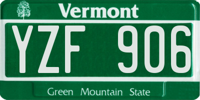 VT license plate YZF906