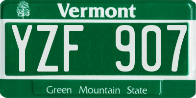 VT license plate YZF907