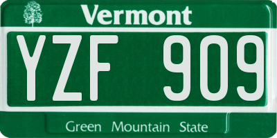 VT license plate YZF909