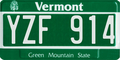 VT license plate YZF914