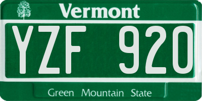 VT license plate YZF920