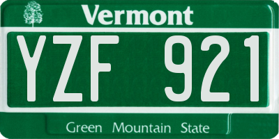 VT license plate YZF921