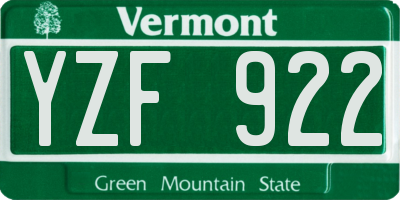 VT license plate YZF922
