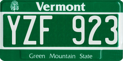 VT license plate YZF923