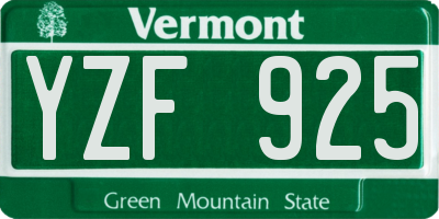 VT license plate YZF925