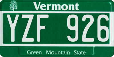 VT license plate YZF926