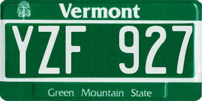VT license plate YZF927