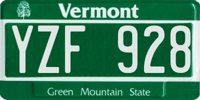 VT license plate YZF928