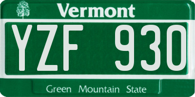 VT license plate YZF930