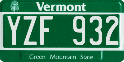 VT license plate YZF932