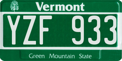 VT license plate YZF933