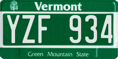VT license plate YZF934