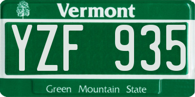 VT license plate YZF935