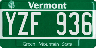 VT license plate YZF936