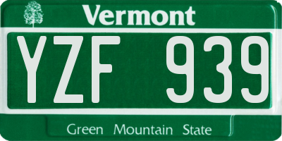 VT license plate YZF939