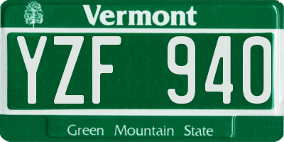 VT license plate YZF940