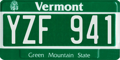 VT license plate YZF941