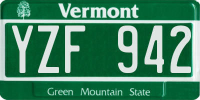 VT license plate YZF942