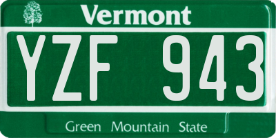 VT license plate YZF943