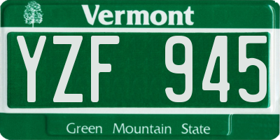 VT license plate YZF945