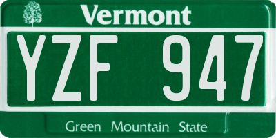 VT license plate YZF947