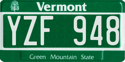 VT license plate YZF948